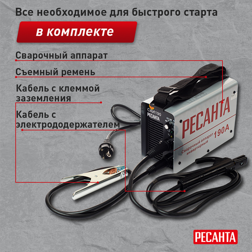 Сварочный инвертор РЕСАНТА САИ 190, крупный план