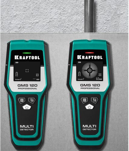 KRAFTOOL GMS 120 ЖК дисплей, Универсальный детектор, крупный план