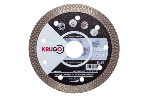 Диск алмазный KRUGO 115 x 1.4 x 22.23&nbsp;x&nbsp;10 мм супертонкий турбоTF, детальное фото