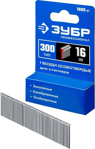 Гвозди оцинкованные ЗУБР для степлера 16 мм 1000 шт, картинка
