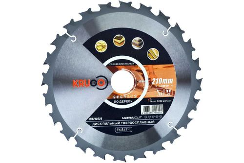Диск пильный по дереву KRUGO 210 x 2.4/1.6 x 24T x 30 мм, детальное фото