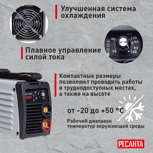 Инверторный сварочный аппарат РЕСАНТА САИ-160К 6,3 кВт, вид