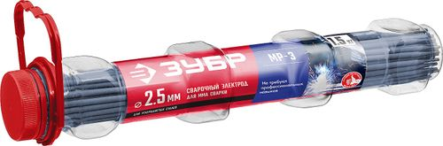 Электрод сварочный ЗУБР д 2.5 х 350 мм 1.5 кг в пвх тубе мр-3 рутиловый (40011-2.5), фото
