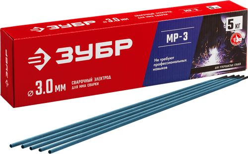 Электрод сварочный ЗУБР д 3.0 х 350 мм 5 кг в коробке мр-3 рутиловый (40015-3.0), фото