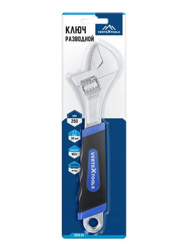Гаечный ключ разводной VERTEXTOOLS 30 мм 250 мм, картинка