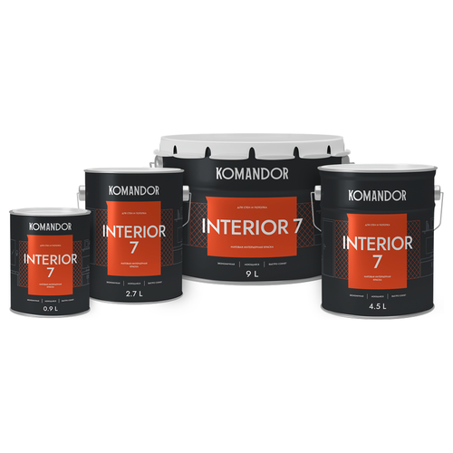 Краска для стен и потолков матовая KOMANDOR INTERIOR 7 БАЗА A 2,7 Л, картинка