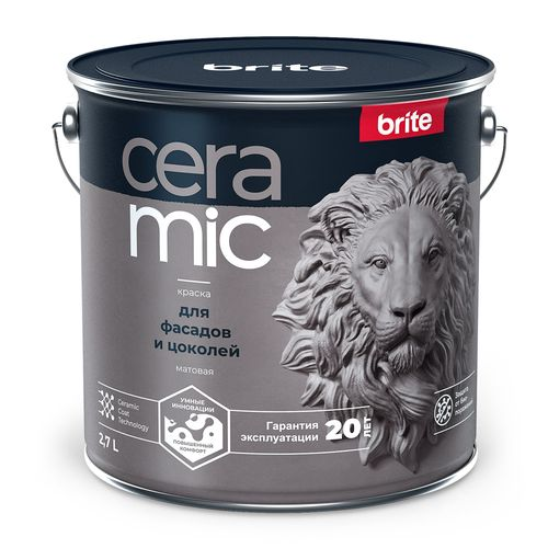 Краска BRITE ceramic для фасадов и цоколей База с, ведро 2,7 л, картинка