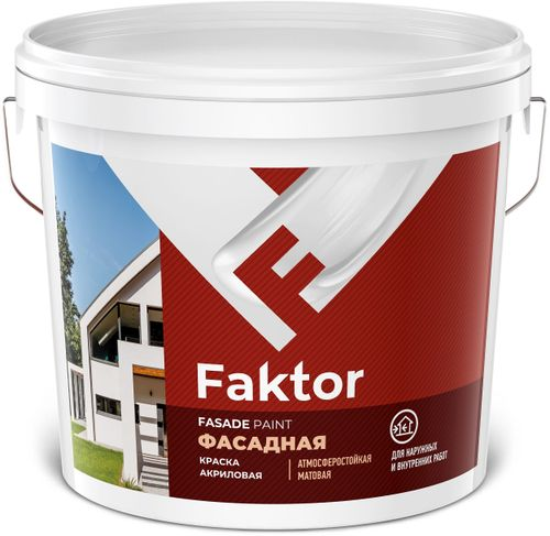 Краска фасадная атмосферостойкая FAKTOR белая ведро 13 кг, фото