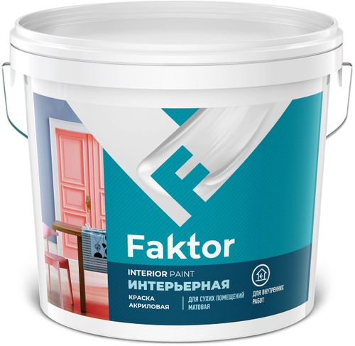 Краска для стен и потолков FAKTOR интерьерная белая ведро 13 кг, картинка