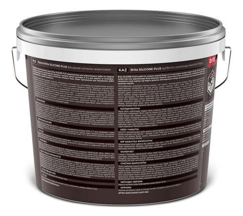 Краска BRITE silicone plus фасадная силикон-акриловая База а, ведро 9 л, фотография