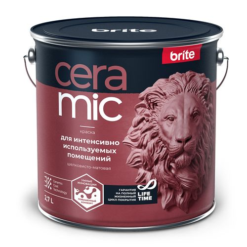 Краска BRITE CERAMIC для интенсивно используемых помещений база А, ведро 2,7 л, картинка