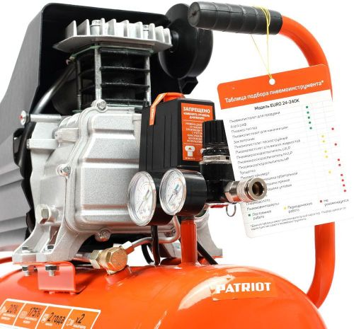 Компрессор PATRIOT поршневой масляный EURO 24-240K, крупный план