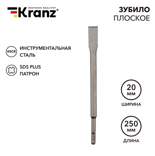 Зубило плоское Kranz SDS PLUS 14х20х250 мм, детальное фото