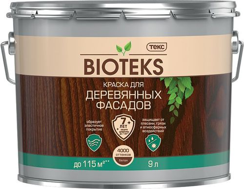 Краска для Деревянных Фасадов BIOTEKS A п/гл 9л, фотография