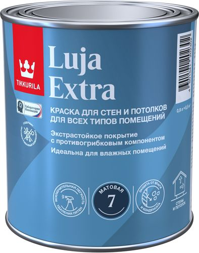 Краска Tikkurila/Tikkivala LUJA EXTRA БАЗА A матовая 0,9 л, вид