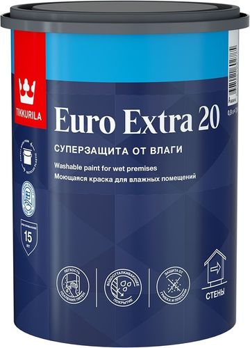 Краска интерьерная Tikkurila/Tikkivala Euro Extra 20 полуматовая база C 0,9 л, крупный план