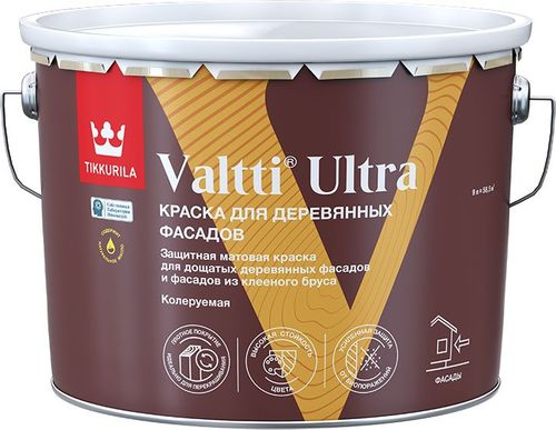 Краска для деревянных фасадов Tikkurila/Tikkivala VALTTI ULTRA C мат 9л, крупный план