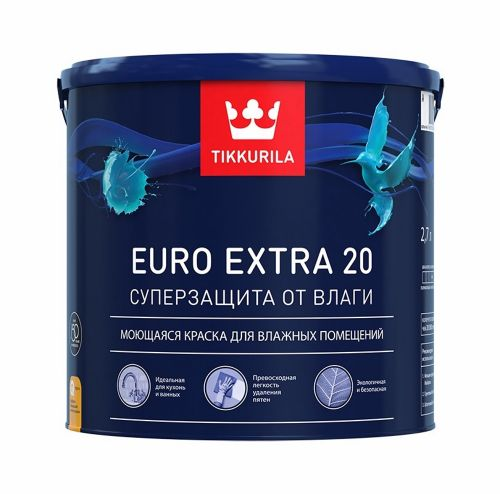 Краска интерьерная Tikkurila/Tikkivala Euro Extra 20 полуматовая колеруемая 2,7 л, вид