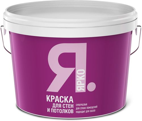 Краска для стен и потолков ЯРКО белая ведро 14 кг, фото