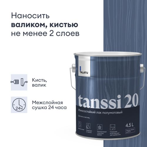 Лак для пола и лестниц износостойкий полуматовый TALATU TANSSI 20 4,5 л, картинка