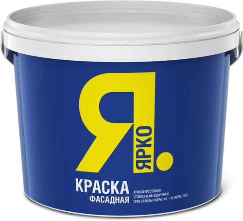 Краска фасадная ЯРКО для наружных и внутренних работ белая ведро 6 кг, детальное фото
