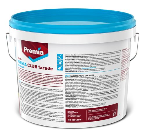 Краска Premia Club фасадная акриловая база С 9л, детальное фото