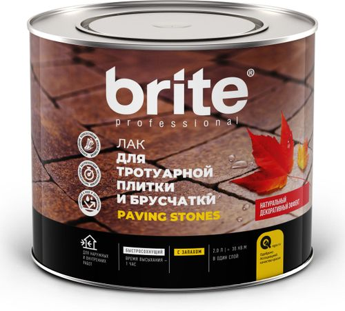 Лак BRITE PROFESSIONAL для тротуарной плитки и брусчатки банка 2 л, фото