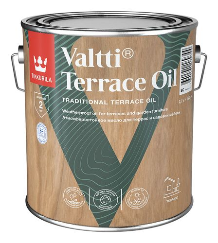 Масло Tikkurila/Tikkivala Valtti Terrace Oil бесцветное 2,7 л, крупный план