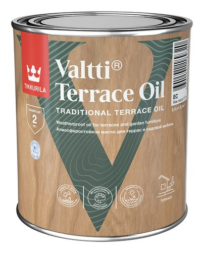 Масло Tikkurila/Tikkivala Valtti Terrace Oil бесцветное 0,9 л, крупный план