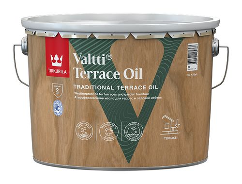 МАСЛО ДЛЯ ТЕРРАС Tikkurila/Tikkivala VALTTI TERRACE OIL EC 9 Л, изображение