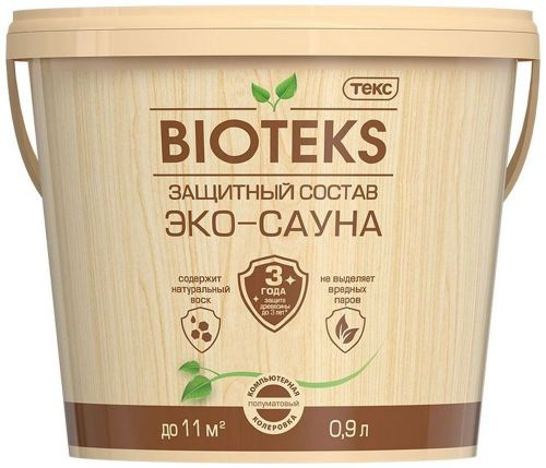 Защитный состав ТЕКС BIOTEKS Эко-сауна 0,9 л полуматовый, вид