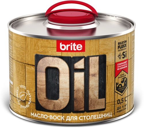 Масло-воск BRITE FLEXX для столешниц банка 0,5 л, изображение