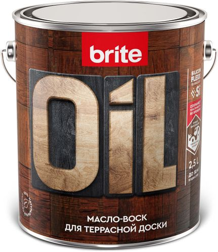 Масло-воск BRITE FLEXX для террасной доски бесцветное, банка 2,5 л, детальное фото