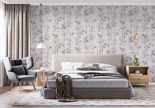 Виниловые обои WallSecret Bamboo 8735-14 серые 1,06х10,05 м, картинка