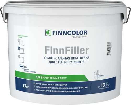 Шпатлевка финишная FINNFILLER 17 кг / 10л, изображение