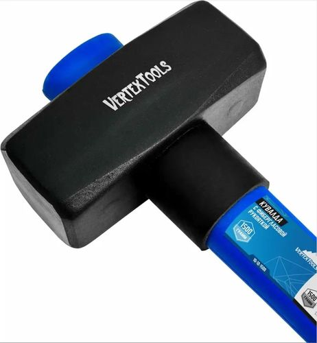 Кувалда VERTEXTOOLS 1500 г, фибергласовая обрезиненная рукоятка 10-12-1500, крупный план