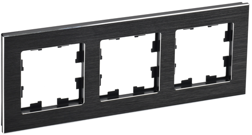 Рамка 3 поста IEK BRITE BR-M32-M-K02 металлик черный, крупный план