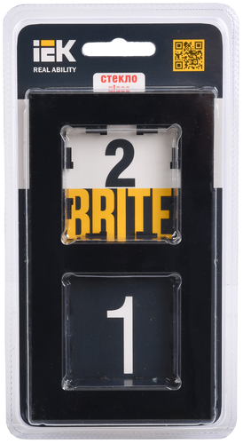 Рамка 2 поста IEK BRITE BR-M22-G-K02 стекло черное, картинка