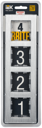 Рамка 4 поста IEK BRITE BR-M42-M-K47 алюминий, изображение