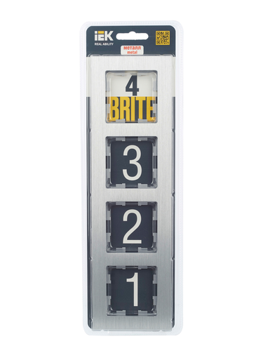 Рамка 4 поста IEK BRITE BR-M42-M-K47 алюминий, фотография