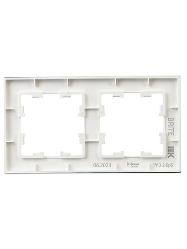 Рамка 2 поста IEK BRITE BR-M22-G-K01 белый, крупный план
