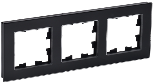 Рамка 3 поста IEK BRITE BR-M32-G-K02 стекло черное, изображение