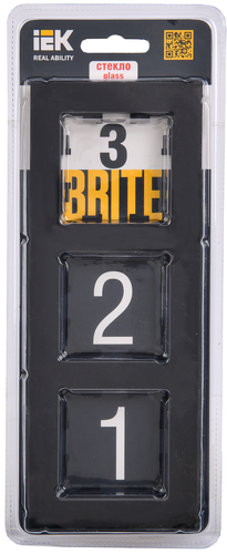 Рамка 3 поста IEK BRITE BR-M32-G-K02 стекло черное, вид