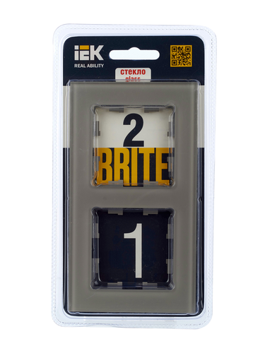 Рамка 2 поста IEK BRITE BR-M22-G-K30 дымчатый, фотография