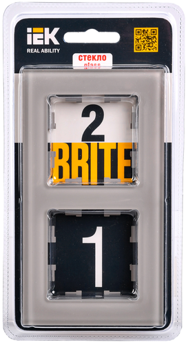 Рамка 2 поста IEK BRITE BR-M22-G-K30 дымчатый, крупный план