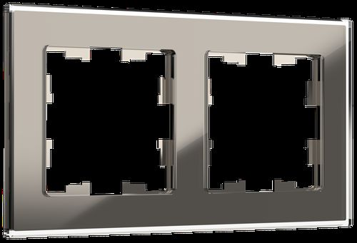 Рамка 2 поста IEK BRITE BR-M22-G-K30 дымчатый, крупный план