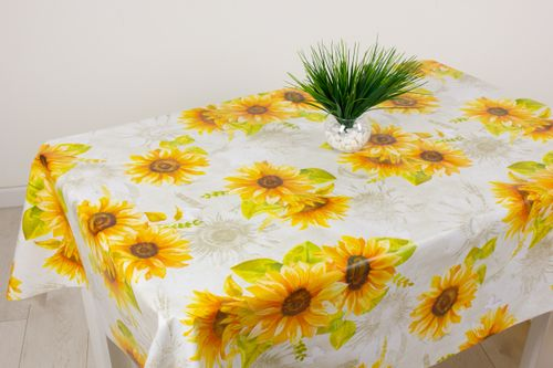 Скатерть Удачная ПВХ 100х130 см Подсолнечники, изображение