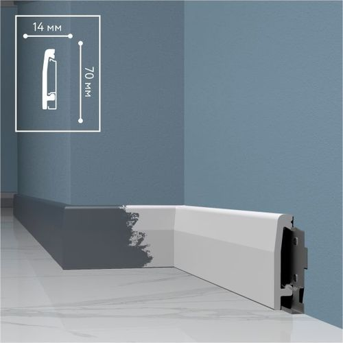 Плинтус напольный из полимера ультравысокой плотности 1 UHD 03/70C, белый, 2м, изображение