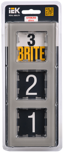 Рамка 3 поста IEK BRITE BR-M32-G-K30 дымчатый, вид