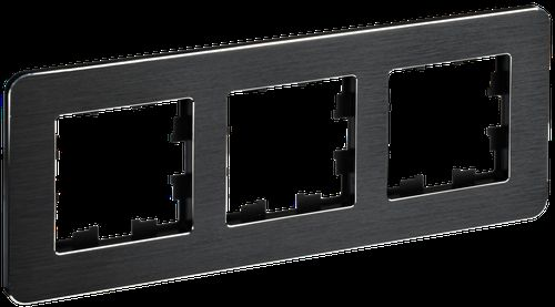 Рамка 3 поста IEK BRITE BR-M32-M-21-K02 металлик черный, фотография